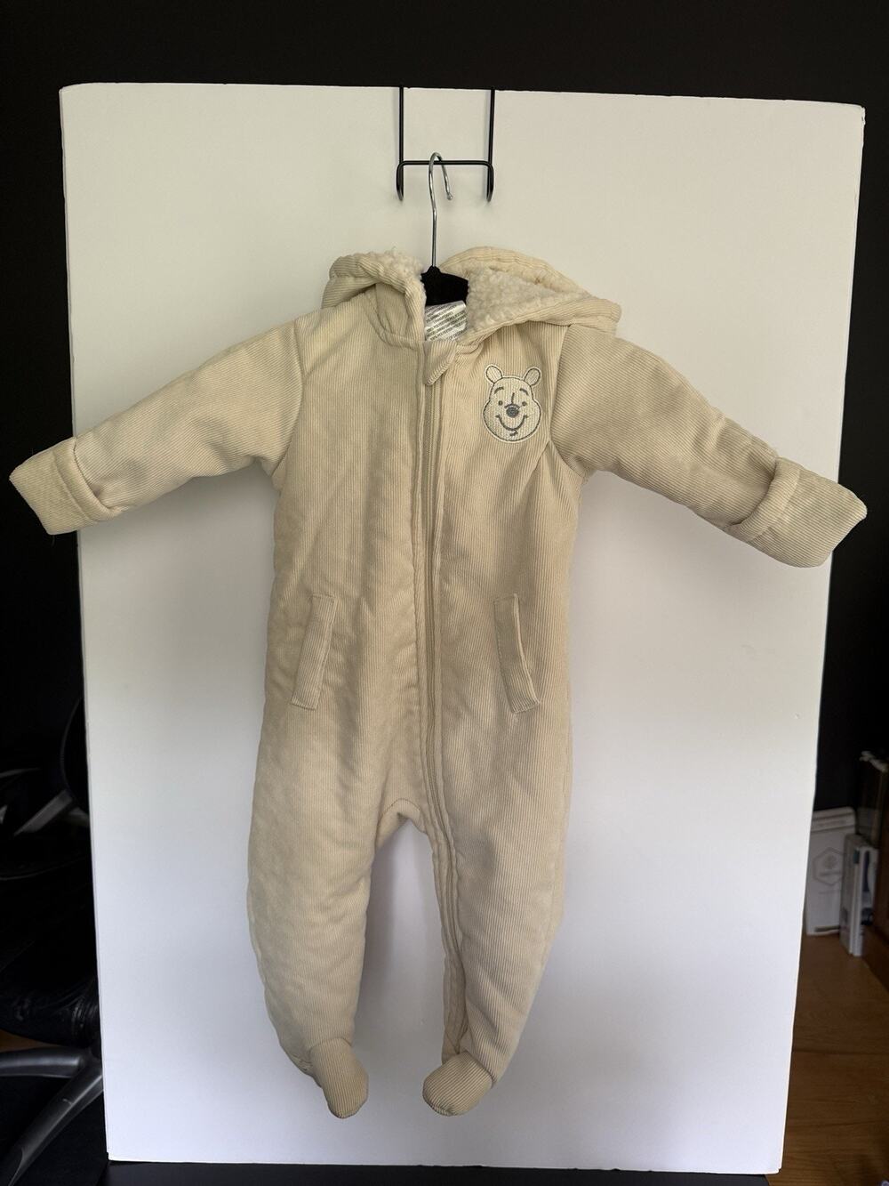 Disney Baby Winnie the Pooh 6-9M Corduroy Sherpa Hooded Snowsuit Bunting